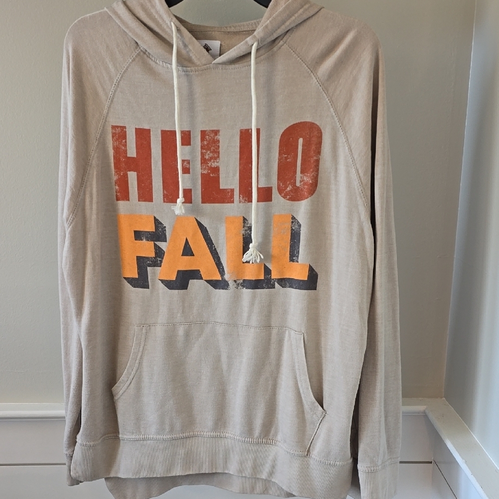 Hello Fall Beige Hoodie